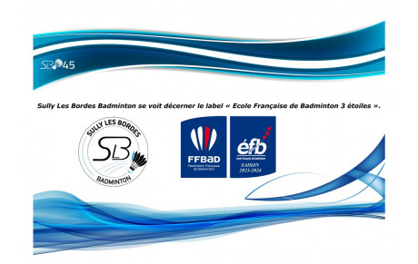 Ecole Française de Badminton 3 étoiles